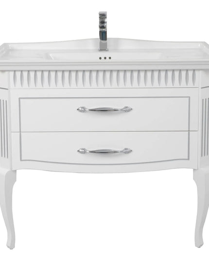 Mobilier de baie pe pardoseală Royal, Alb+argintiu