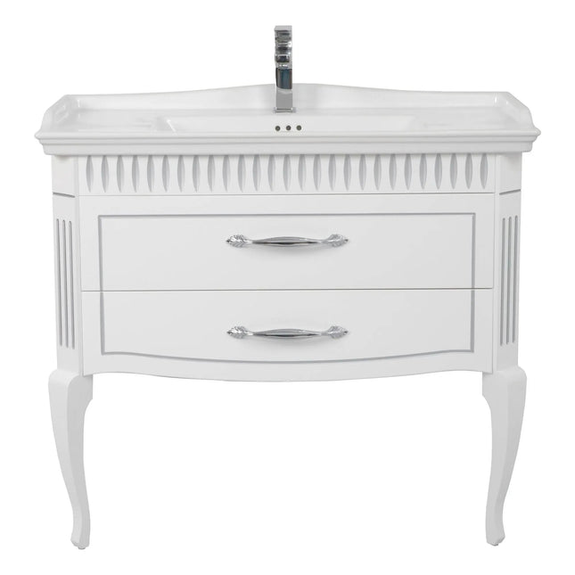 Mobilier de baie pe pardoseală Royal, Alb+argintiu