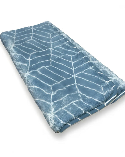 Covoras baie, SANITARY, imitatie casmir, 40x60 cm, albastru cu model geometric, Dreptunghiular