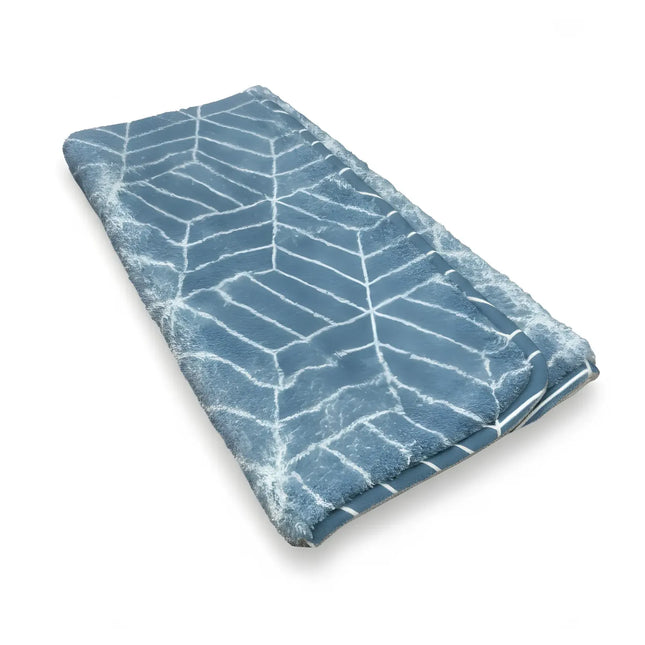 Covoras baie, SANITARY, imitatie casmir, 40x60 cm, albastru cu model geometric, Dreptunghiular