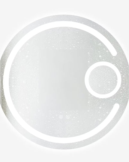 Oglindă baie LED ⌀70 cm rotundă cu lupă cosmetică, 3 nuanțe de lumină, dezaburire și touch control J-13