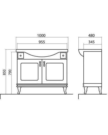 Mobilier de baie pe pardoseală Beatrice alb+auriu