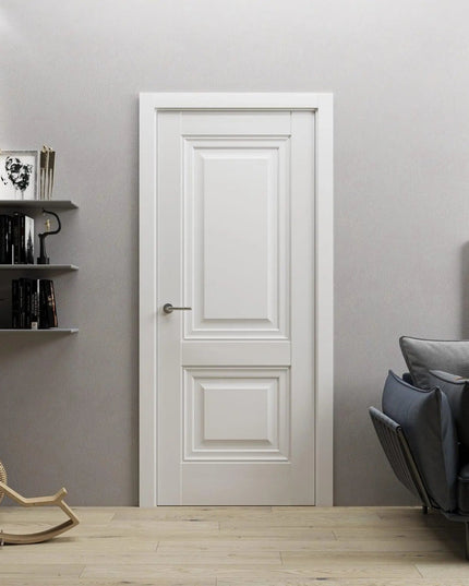 Ușă interior Elegant Lux albă – balamale ascunse, cu toc reglabil și design clasic-modern