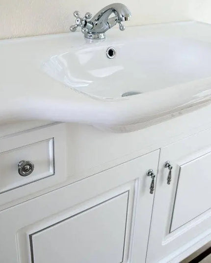 Mobilier de baie pe pardoseală Beatrice alb+crom