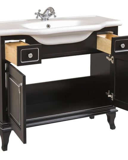 Mobilier de baie pe pardoseală Beatrice negru+crom