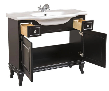Mobilier de baie pe pardoseală Beatrice negru+crom
