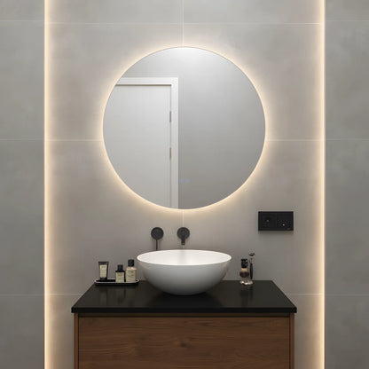 Oglindă baie LED H170 rotundă cu 3 lumini, anti-aburire și touch control