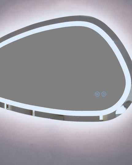 Oglindă baie LED 78.2x47.5 cm asimetrică, 3 nuanțe de lumină, dezaburire și touch control J-18