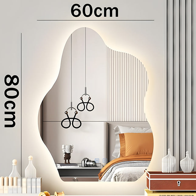 Oglindă baie LED H-3022 – formă neregulată, 3 lumini și anti-aburire