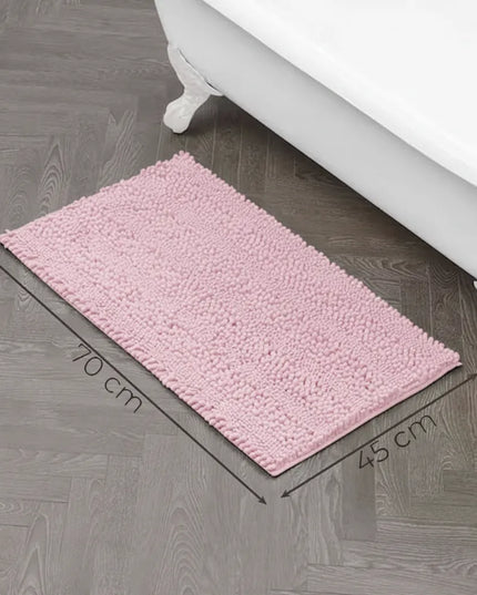 Covoraș baie din Chenille moale, strat antiderapant, 45×70 cm, Roz pudră