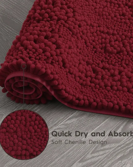 Covoraș baie din Chenille moale, strat antiderapant, 45×70 cm, Vișiniu