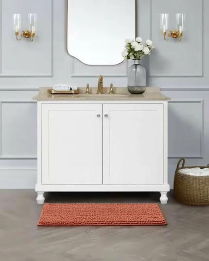 Covoraș baie din Chenille moale, strat antiderapant, 45×70 cm, Somon Cald