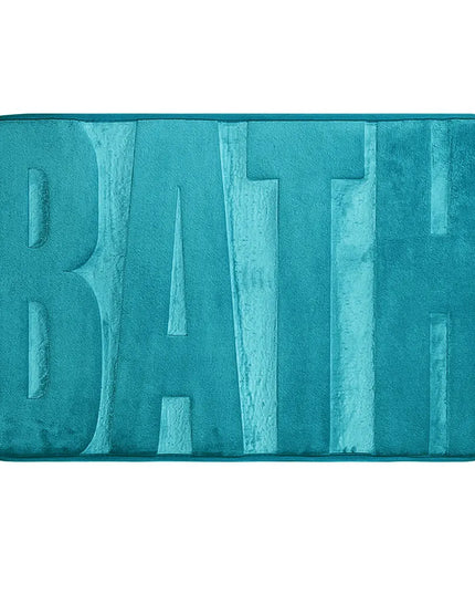 Covoraș baie cu inscripție BATH, antiderapant TRP, 45×75 cm, Albastru