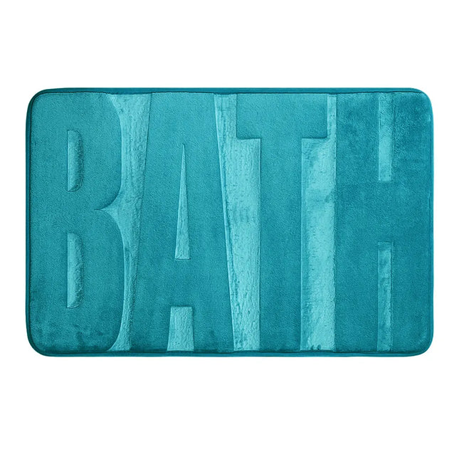 Covoraș baie cu inscripție BATH, antiderapant TRP, 45×75 cm, Albastru