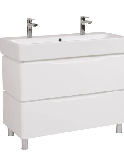 Mobilier de baie pe pardoseală Venice, Alb pentru 2 baterii