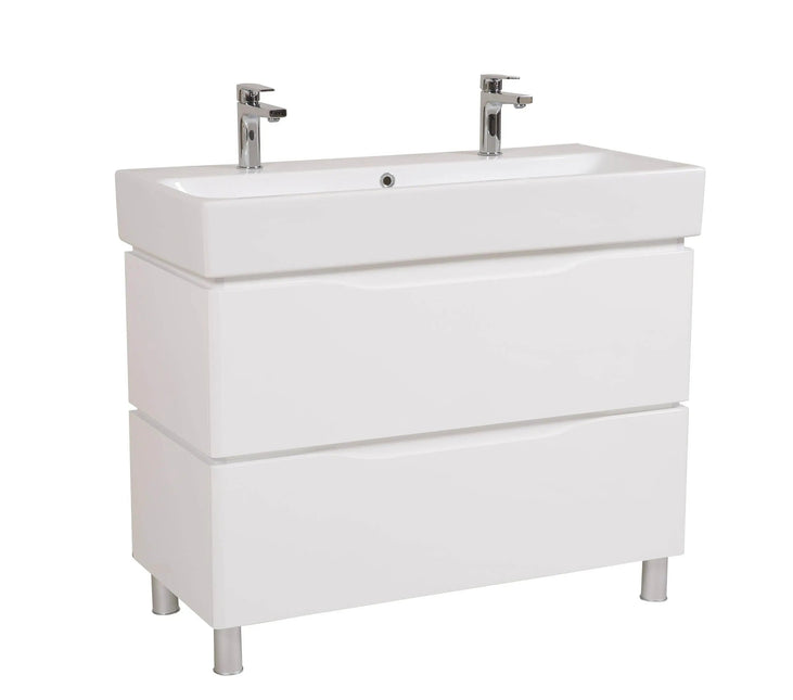 Mobilier de baie pe pardoseală Venice, Alb pentru 2 baterii