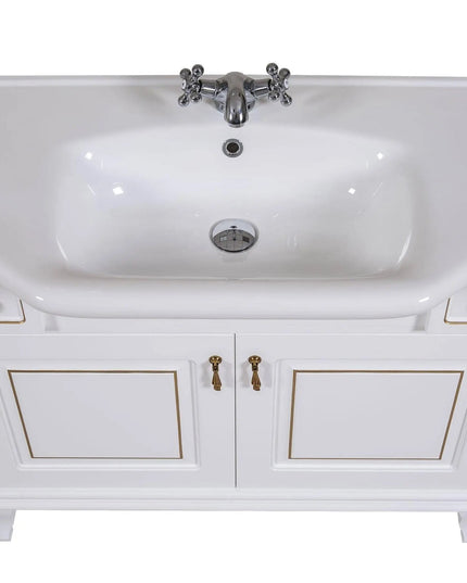 Mobilier de baie pe pardoseală Beatrice alb+auriu