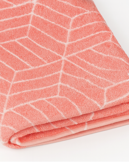 Covoras baie, SANITARY, imitatie casmir, 40x60 cm, corai cu model geometric, Dreptunghiular