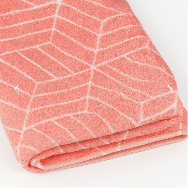 Covoras baie, SANITARY, imitatie casmir, 40x60 cm, corai cu model geometric, Dreptunghiular