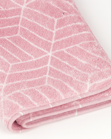 Covoras baie, SANITARY, imitatie casmir, 40x60 cm, roz cu model geometric, Dreptunghiular