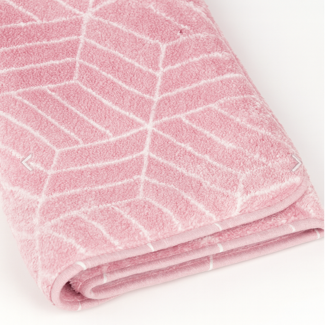 Covoras baie, SANITARY, imitatie casmir, 40x60 cm, roz cu model geometric, Dreptunghiular