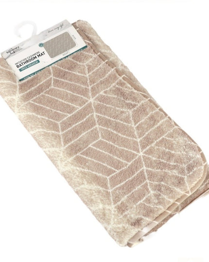 Covoras baie, SANITARY, imitatie casmir, 40x60 cm, bej cu model geometric, Dreptunghiular