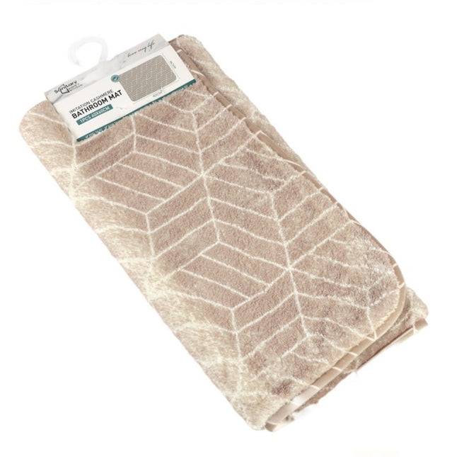Covoras baie, SANITARY, imitatie casmir, 40x60 cm, bej cu model geometric, Dreptunghiular