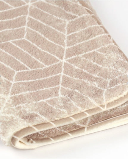 Covoras baie, SANITARY, imitatie casmir, 40x60 cm, bej cu model geometric, Dreptunghiular
