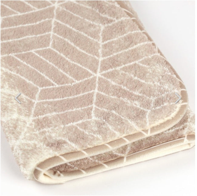 Covoras baie, SANITARY, imitatie casmir, 40x60 cm, bej cu model geometric, Dreptunghiular
