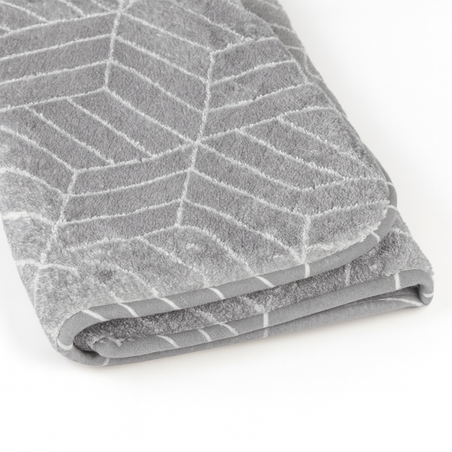 Covoras baie, SANITARY, imitatie casmir, 40x60 cm, gri cu model geometric, Dreptunghiular