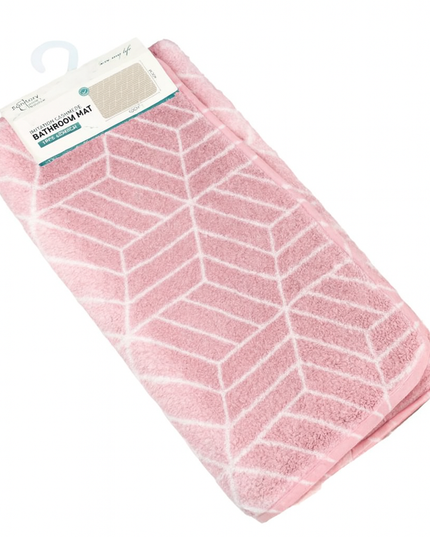 Covoras baie, SANITARY, imitatie casmir, 40x60 cm, roz cu model geometric, Dreptunghiular