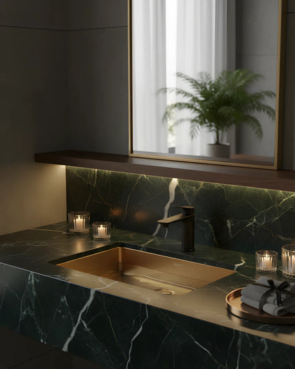 Baterie lavoar modernă Negru – design elegant din alamă solidă