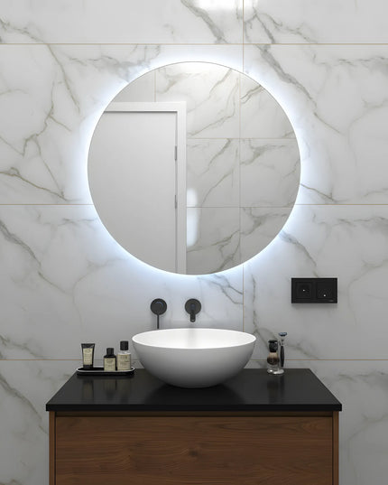 Oglindă baie LED ⌀60 cm / ⌀70 cm / ⌀80 cm / ⌀90 cm rotundă, 3 nuanțe de lumină, dezaburire și touch control J-170