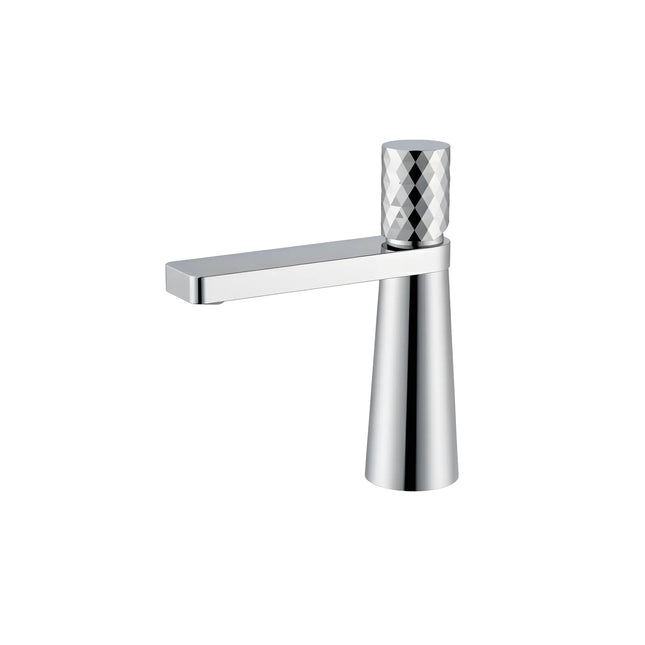 Baterie lavoar crom lucios cu textură fațetată – design contemporan din alamă solidă