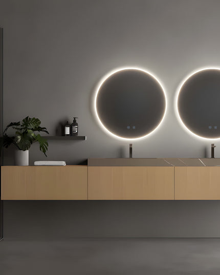 Oglindă rotundă LED H-2112 cu ramă acrilică, 3 nuanțe de lumină, anti-aburire și touch control