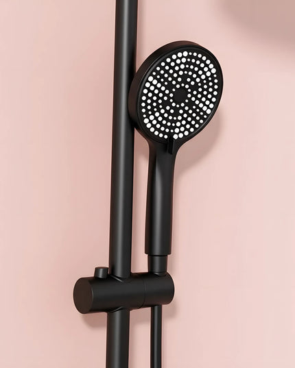 Set duș Royal Black & Gold – design modern cu cioc de cadă și comenzi texturate