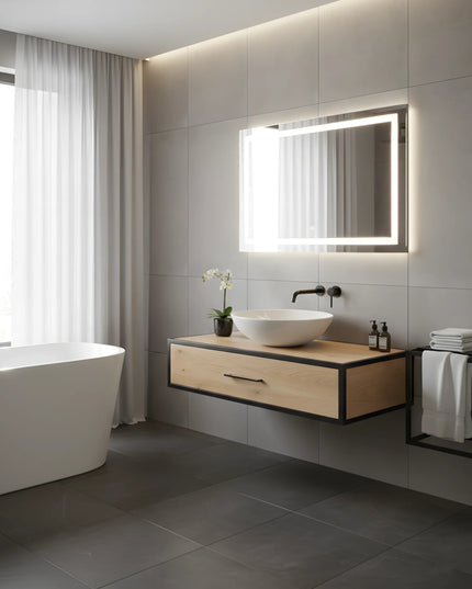 Mobilier de baie suspendat Loft Miami – Design Nordic cu cadru metalic