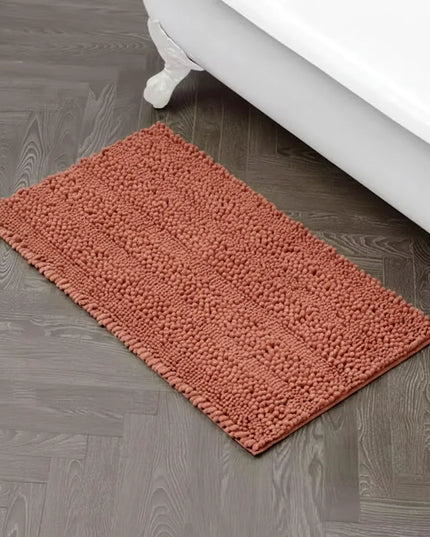 Covoraș baie din Chenille moale, strat antiderapant, 45×70 cm, Somon Cald