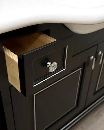 Mobilier de baie pe pardoseală Beatrice negru+crom