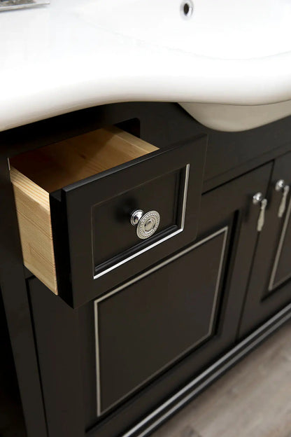 Mobilier de baie pe pardoseală Beatrice negru+crom