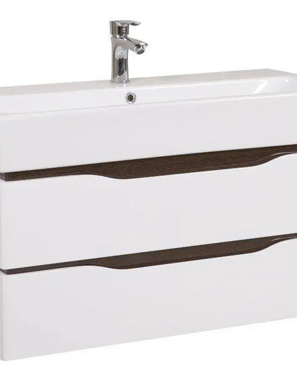 Mobilier de baie  suspendat  Venice, Alb+Wenge (Pinto)