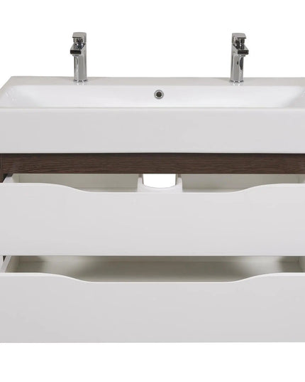 Mobilier de baie  suspendat  Venice , Alb+Wenge (Pinto 2 baterii)