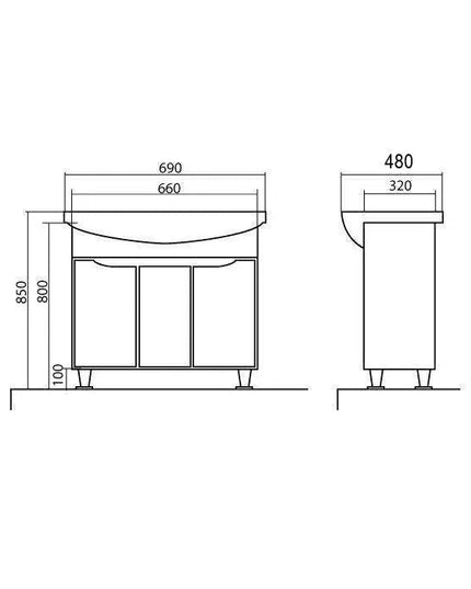 Mobilier de baie pe pardoseală Rodors, Alb