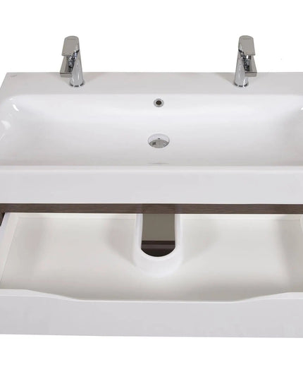 Mobilier de baie  suspendat  Venice , Alb+Wenge (Pinto 2 baterii)