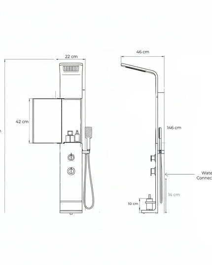 Panel de Duș Modern Alb Lucios – Design Minimalist cu Duș Fix și Accesorii Incluse