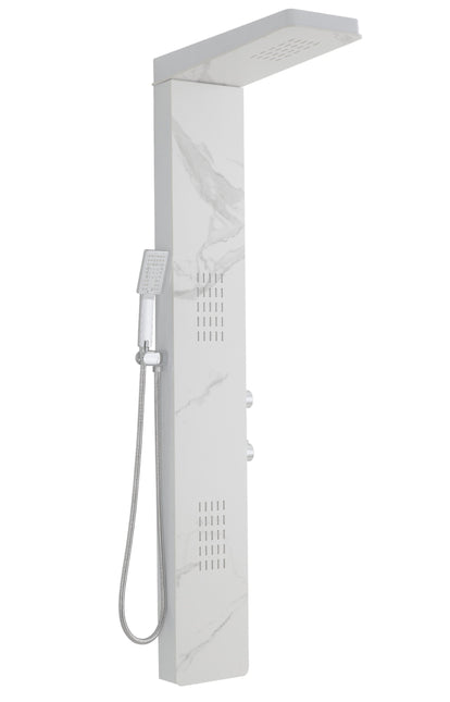Panel de Duș Marble White – Design Modern cu Duș Fix, Hidromasaj și Duș de Mână