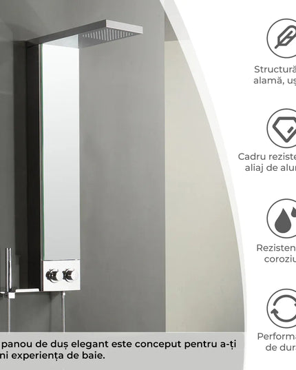 Panel de Duș Shiny Minimal – Design Elegant cu Duș Fix și Duș de Mână