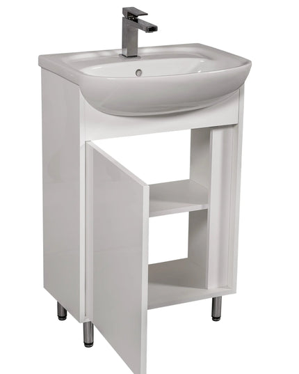 Mobilier de baie pe pardoseală Terra, Alb