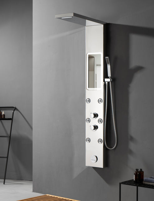 Panel de Duș Shiny Mirror – Design Modern cu Oglindă Integrată și Funcții Premium