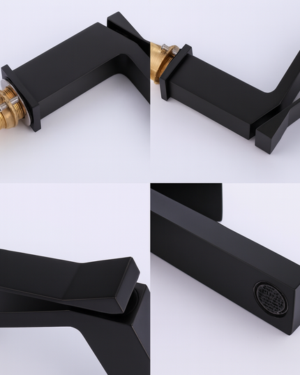 Baterie lavoar geometrica inox premium, finisaj negru mat